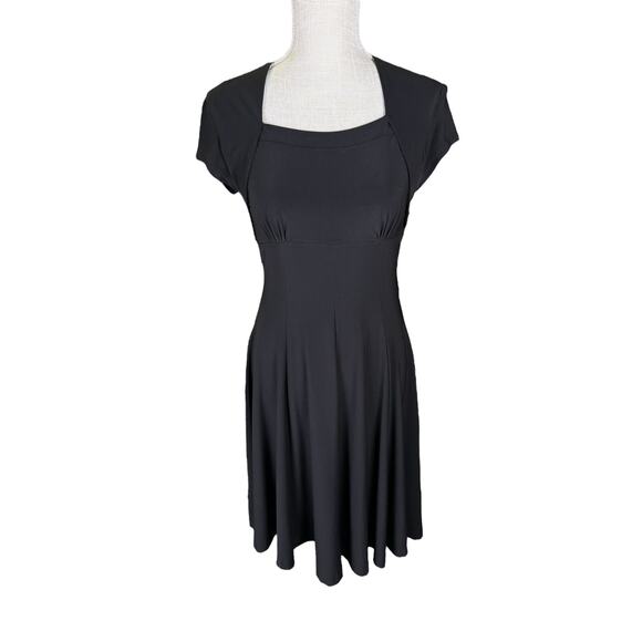 Norma Kamali Fit & Flare Knee Length Dress Women's Med Swing Skirt Stretch Chic - Picture 2 of 7